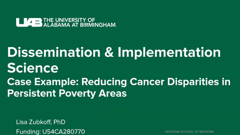 Thumbnail for &quot;A Primer to Dissemination &amp; Implementation Science&quot; presented by Lisa Zubkoff, PhD