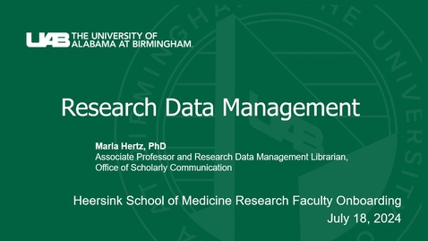 Thumbnail for Research Data Management