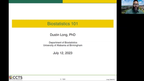 Thumbnail for entry Translational Research Summer Series: Biostatistics 101: An Overview of Study Designs and Statistical Significance