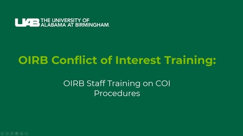 Thumbnail for OIRB Staff Training on COI Procedures