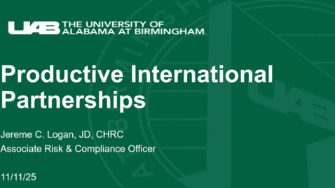 Thumbnail for Productive International Partnerships - Jereme Logan, JD, CHRC