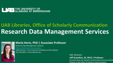 Thumbnail for Research Data Management Services - Marla Hertz, PhD