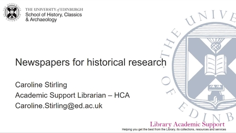 Thumbnail for entry Newspapers for historical research - HCA (online)
