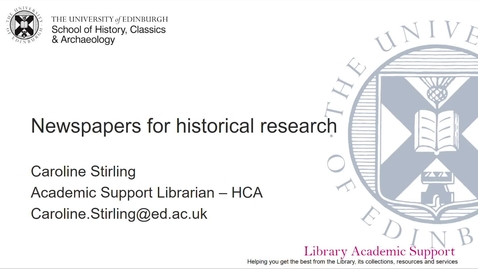 Thumbnail for Newspapers for historical research - HCA (online)