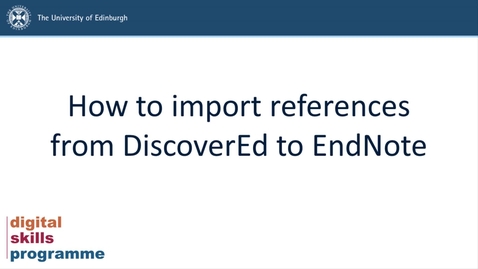 Thumbnail for entry How to import references from DiscoverEd to EndNote