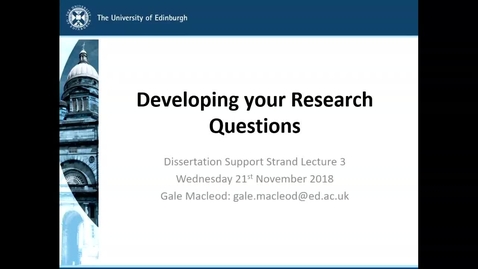 Thumbnail for entry Developing Your Research Questions