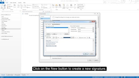 Thumbnail for entry MS Outlook 2013 Tutorial: Creating a new signature