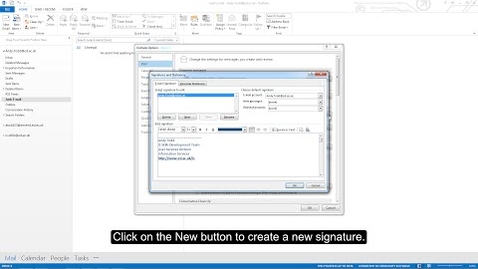 Thumbnail for MS Outlook 2013 Tutorial: Creating a new signature