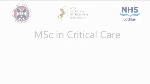 Thumbnail for entry Dr Graham Nimmo: new MSc in Critical Care