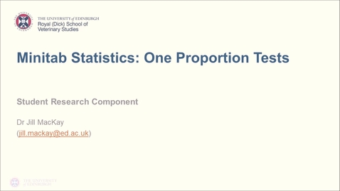Thumbnail for Minitab Statistics: One Proportion Test