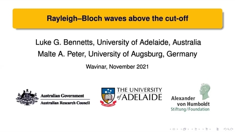 Thumbnail for Waves in Complex Continua (Wavinar) - Luke Bennetts (University of Adelaide, Australia)