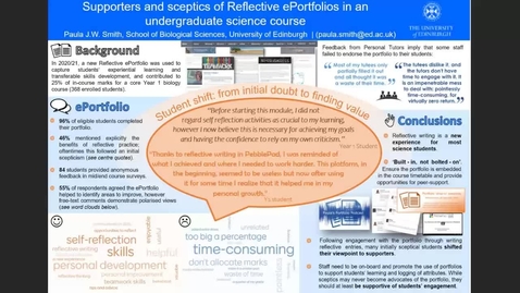 Thumbnail for entry Supporters and sceptics of Reflective ePortfolios in an undergraduate science course