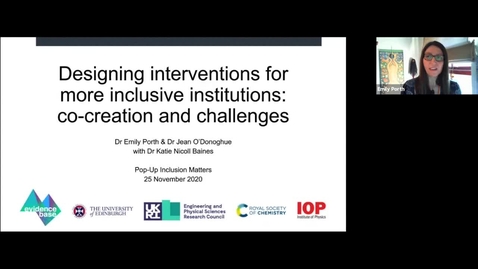 Thumbnail for entry 25th Nov: Designing interventions for more inclusive institutions: co-creation and challenges