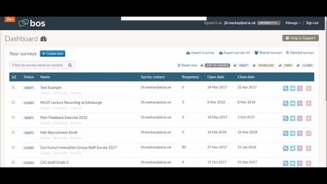 Thumbnail for entry JISC Online Surveys  - Creating a Survey