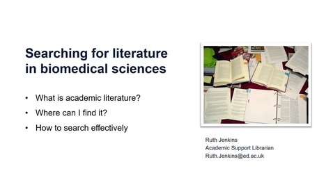 Thumbnail for entry Biomedical Sciences 1 - Searching for literature in biomedical sciences