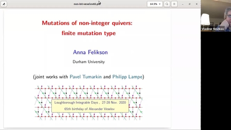 Thumbnail for entry Anna Felikson (Durham)  Title: Mutations of non-integer quivers: finite mutation type