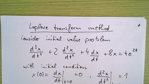 Thumbnail for entry Laplace transform Week 3 Example 1a: Laplace transform method for third order differential equation