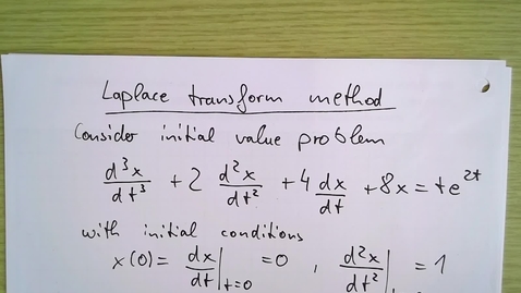 Thumbnail for Laplace transform Week 3 Example 1a: Laplace transform method for third order differential equation