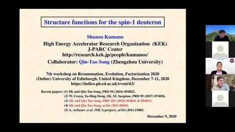 Thumbnail for entry REF2020: Shunzo Kumano- Structure functions for the spin-1 deuteron
