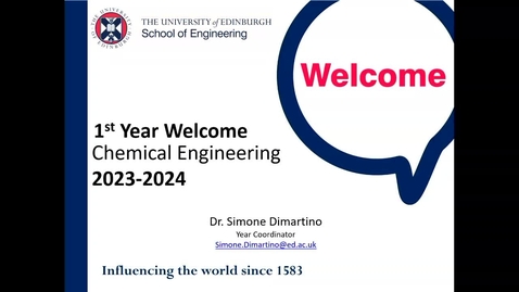 Thumbnail for entry Chemical Engineering New Students Welcome Talk