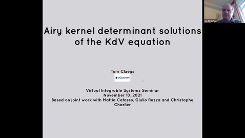 Thumbnail for entry Airy kernel determinant solutions of the KdV equation - Tom Claeys