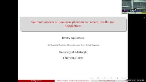 Thumbnail for entry 20231101 Dmitry Agafontsev - Solitonic models of nonlinear phenomena: recent results and perspectives