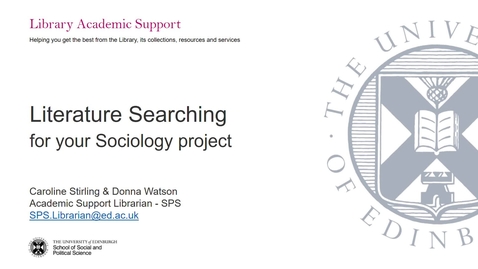 Thumbnail for Literature searching for your Sociology project