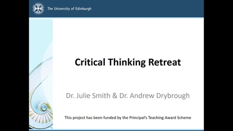 Thumbnail for entry Critical Thinking Retreat Introduction