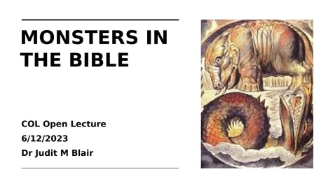 Thumbnail for entry Open Lecture Series Monsters in the Bible