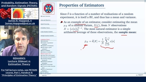 Thumbnail for entry Topic 42: Introduction to Estimation Theory (PETARS, Chapter 6)