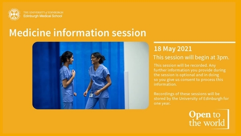 Thumbnail for MBChB online information session - 2021