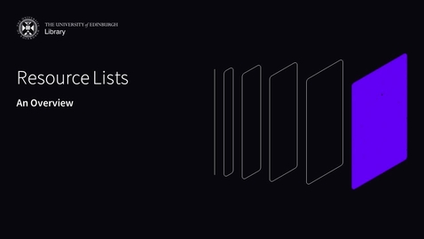 Thumbnail for entry Resource Lists - An Overview