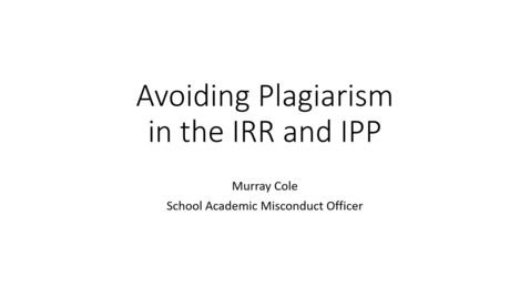 Thumbnail for entry [IRR 2022] Avoiding Plagiarism