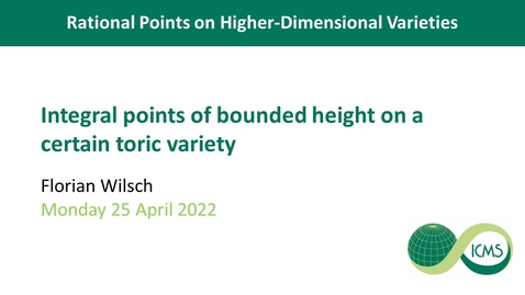 Thumbnail for entry Integral Points of Bounded Height on a Certain Toric Variety - Florian Wilsch