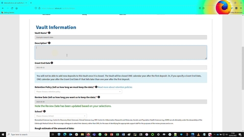 Thumbnail for Get started and create your vault! (Edinburgh DataVault)