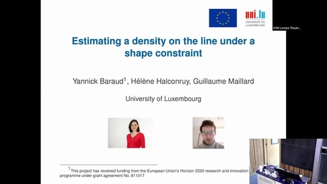 Thumbnail for entry Robust and Adaptive Estimation of a Density on  the Line under a Shape - Yannick Baraud
