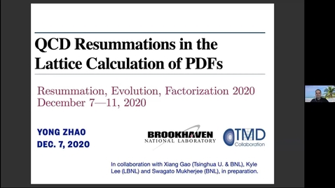 Thumbnail for entry REF2020: Yong Zhao- QCD resummations in the lattice calculation of PDFs