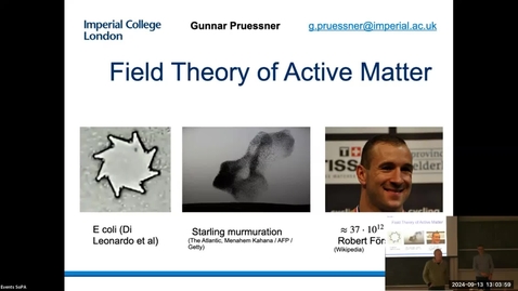 Thumbnail for Higgs Centre Colloquium: Gunnar Pruessner, 'Field theories of active matter'