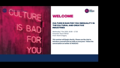 Thumbnail for entry Culture Is Bad For You: Inequality in the Cultural and Creative Industries