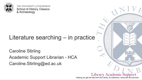 Thumbnail for Literature searching: in practice - HCA (online)