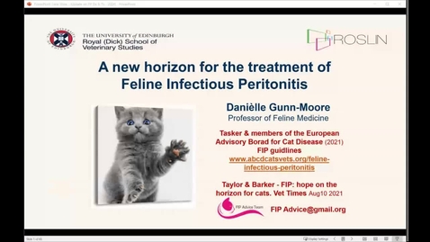 Thumbnail for Vet Clinical Club 6th November - Danielle Gunn Moore, Update on FIP: epidemiology, diagnosis and treatment