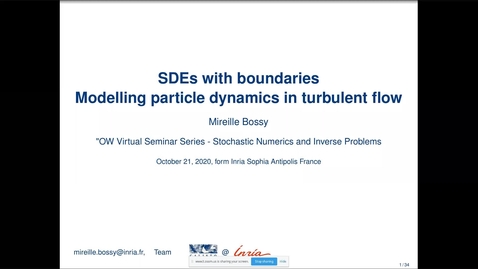 Thumbnail for One World Virtual Seminar Series - Stochastic Numerics and Inverse Problems: Mireille Bossy (INRIA)