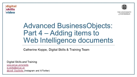 Thumbnail for Advanced BusinessObjects: Part 4 – Adding items to Web Intelligence documents