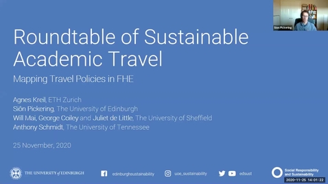Thumbnail for entry Roundtable of Sustainable Academic Travel: Mapping Travel Policies in FHE - November 2020