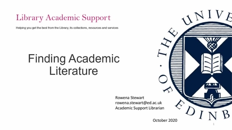 Thumbnail for entry IAD Finding Academic Literature - for CSE taught postgraduates