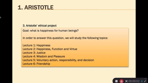 Thumbnail for entry Aristotle Lecture 1.2