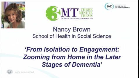 Thumbnail for entry Three Minute Thesis Competition Final 2022 - Nancy Brown