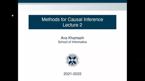 Thumbnail for entry Methods for Causal Inference Lecture 2