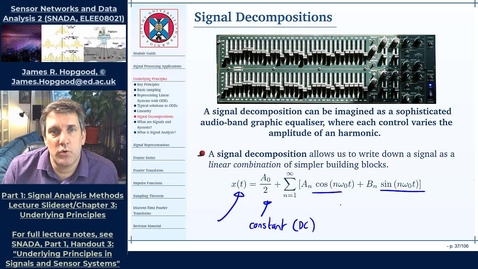 Thumbnail for entry Topic 13: Signal Decompositions as a Building Block in Signal Analysis (SNADA, Chapter 3)
