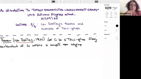 Thumbnail for Introduction to totally disconnected locally compact groups talk 2 - Ilaria Castellano